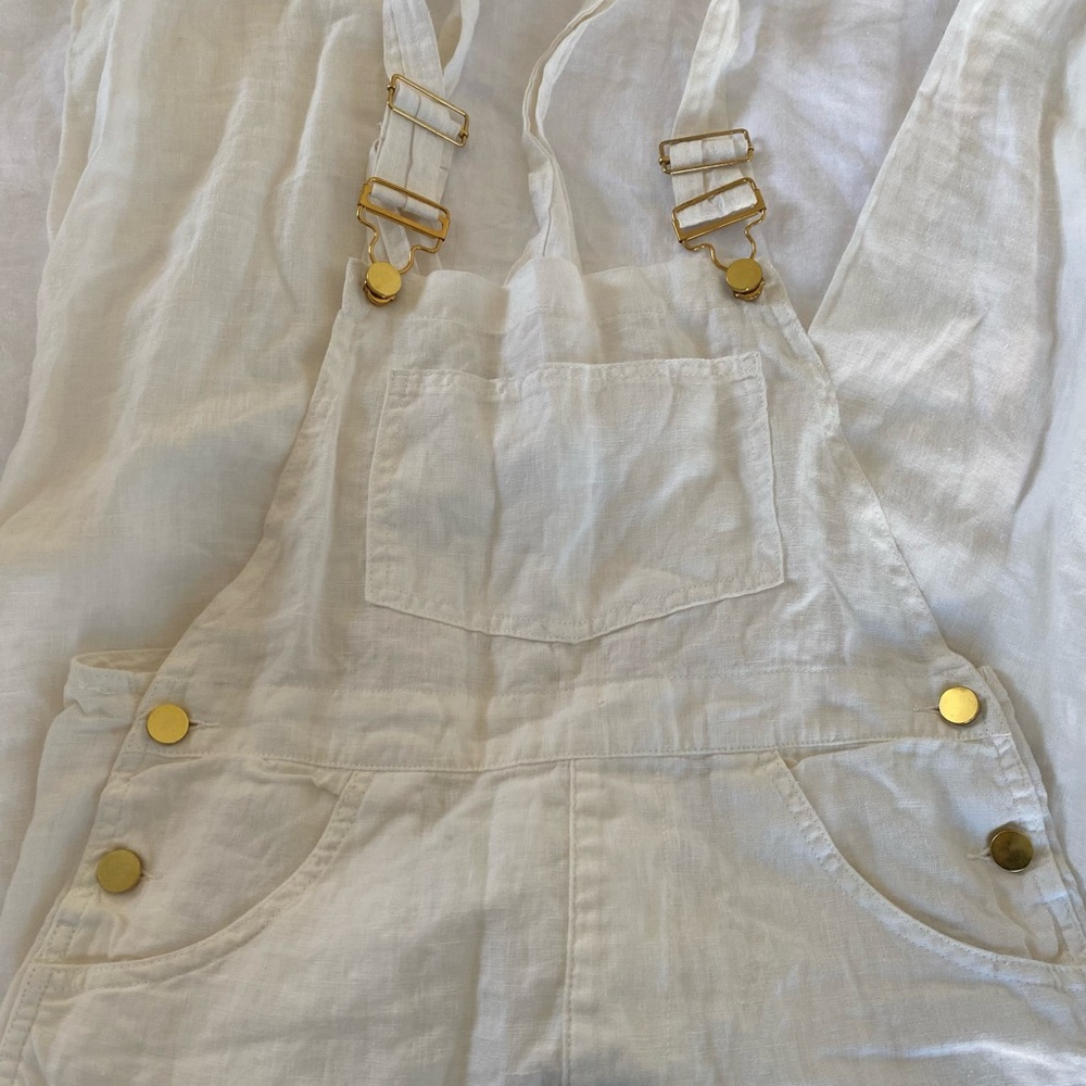 WeWoreWhat Linen Overalls, white, size xs